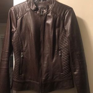 GUESS brown faux leather jacket Small